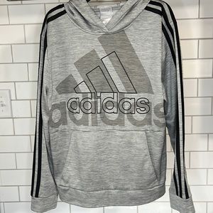 Adidas Big Boys Long Sleeve Logo Hoodie Hooded Pullover Size: L (14-16) Grey